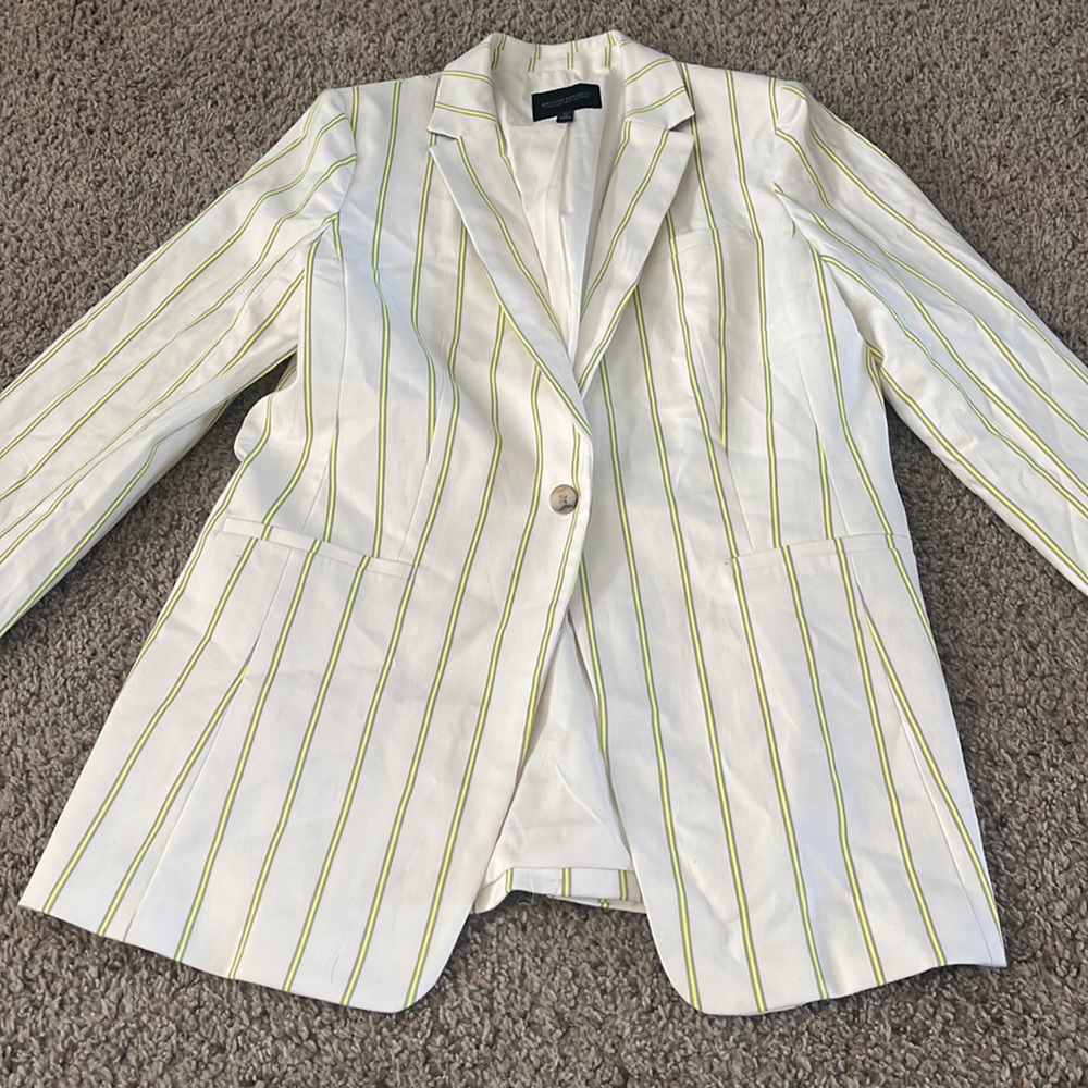 Size 12 Off White & Lime Green Suit Jacket